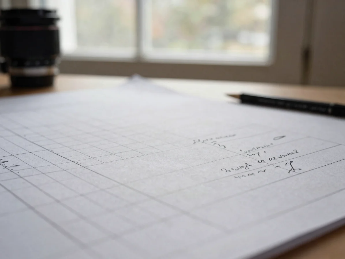 Close detail of a printed chart on paper with pencil annotations